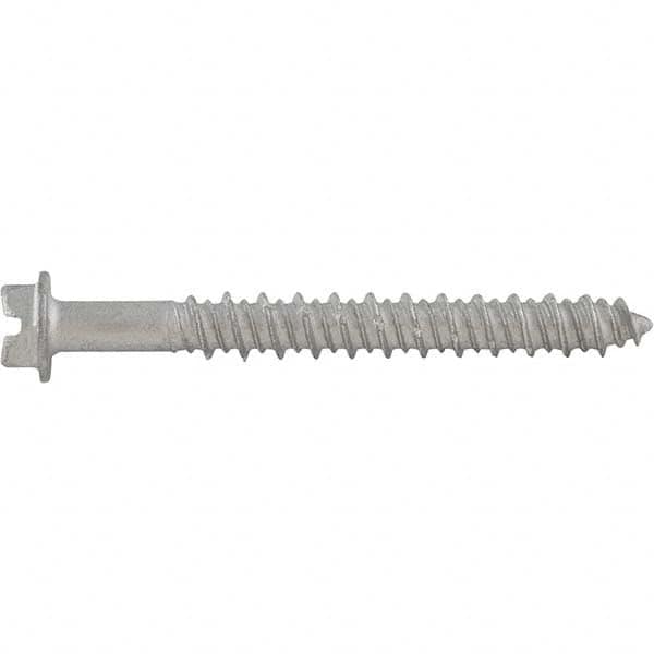 1/4″ Diam, 2-3/4 Length Under Head, Hex Drive Concrete Screw & Masonry Fastener Carbon Steel, StalGard Silver Finish