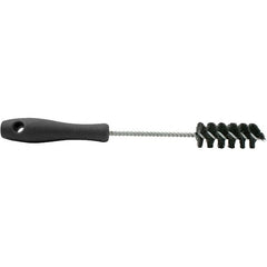 Brush Research Mfg. - 0.55" Diam Helical Nylon Tube Brush - Single Spiral, 0.005" Filament Diam, 2-1/2" Brush Length, 10-1/2" OAL, 0.19" Diam Plastic Handle Shank - Caliber Tooling