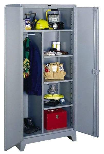 Lyon - 4 Shelf Combination Storage Cabinet - Steel, 60" Wide x 24" Deep x 82" High, Gray - Caliber Tooling