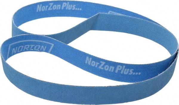 Norton - 1" Wide x 42" OAL, 80 Grit, Zirconia Alumina Abrasive Belt - Zirconia Alumina, Medium, Coated, X Weighted Cloth Backing, Series R823 - Caliber Tooling