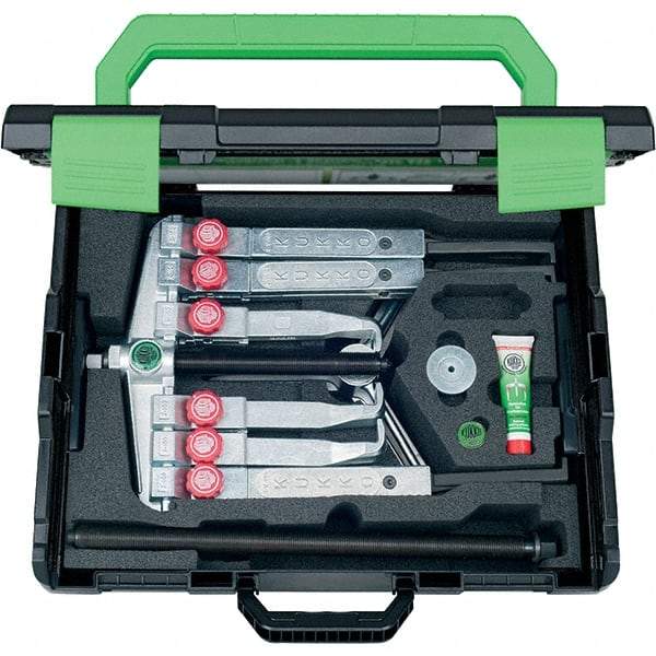 KUKKO - 18 Piece, 1-1/2 to 7-7/8" Spread, Multi-Purpose Puller Set - 2 Bolts, 6 Jaws, 23-5/8" Reach - Caliber Tooling