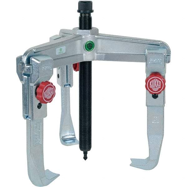 KUKKO - 3 Jaw, 1-1/2" to 13-3/4" Spread, 11 Ton Capacity, Reversible Puller - 7-7/8" Reach, For Bearings, Gears, Discs, Bushings, Seals - Caliber Tooling