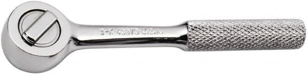 SK - 1/4" Drive Round Head Ratchet - Full Polish Chrome Finish, 4-1/2" OAL, 60 Gear Teeth, Full Polished Knurled Handle, Reversible Head - Caliber Tooling