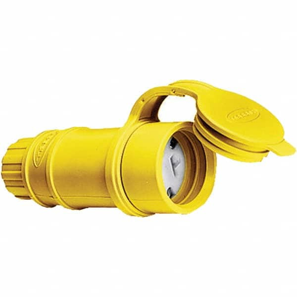 Straight Blade Connector: Industrial, 5-20R, 125VAC, Yellow Self-Grounded, 20A, Polycarbonate Body, 2 Poles, 3 Wires