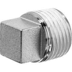 USA Sealing - Stainless Steel Pipe Fittings; Type: Square Head Plug ; Fitting Size: 1/8 ; End Connections: MBSPT w/Thread Sealant ; Material Grade: 304 ; Pressure Rating (psi): 150 - Exact Industrial Supply