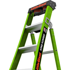 Little Giant Ladder - Step Ladders; Type: Multi-Use Ladder ; Height (Feet): 5 ; Industry Rating: 1AA ; Load Capacity (Lb.): 375.000 ; Material: Fiberglass ; Base Spread: 36 (Inch) - Exact Industrial Supply