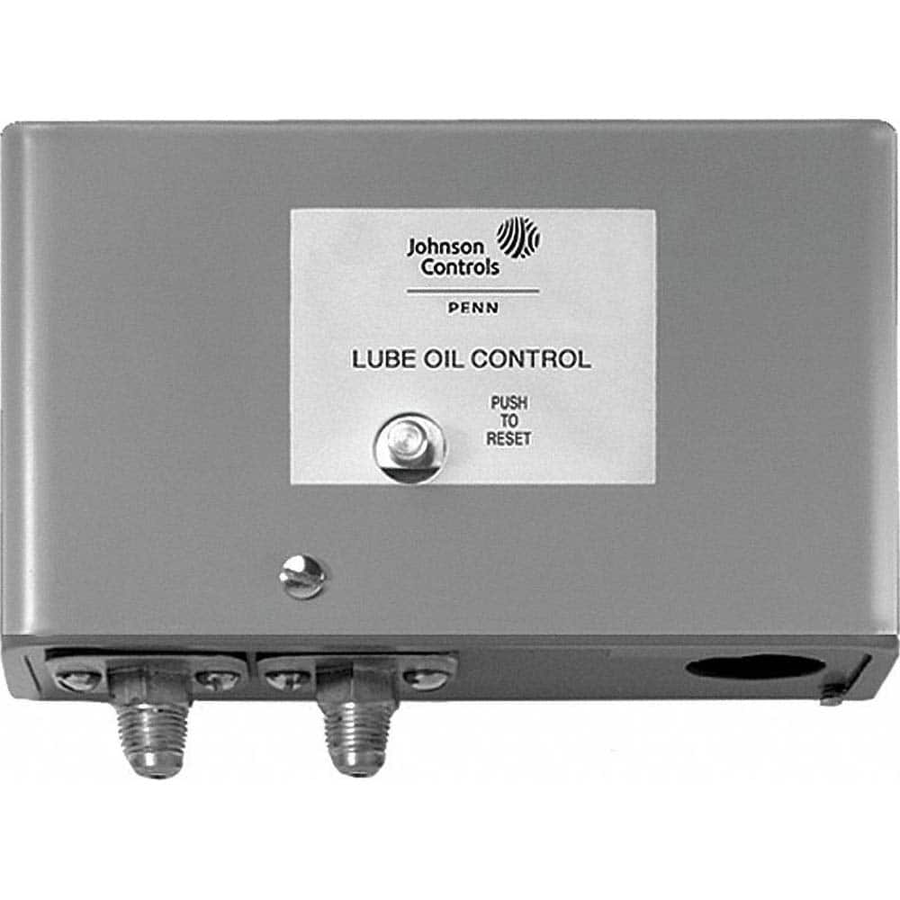 Johnson Controls - Pressure, Vacuum & Compound Switches; Maximum Adjustable Range: 6.50 psi ; Minimum Adjustable Range: 6.50 psi ; Type: Electromechanical Lube Oil Control ; Maximum Pressure Setting: 6.50 psi ; Thread Size: 1/4 x 1/4 ; Thread Type: Male; - Exact Industrial Supply