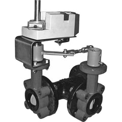 Honeywell - Actuated Butterfly Valves; Pipe Size: 6 (Inch); Actuator Type: Pneumatic ; Style: Flanged ; Material: Cast Iron; Polyester ; WOG Rating (psi): 50 ; Seat Material: EPDM - Exact Industrial Supply