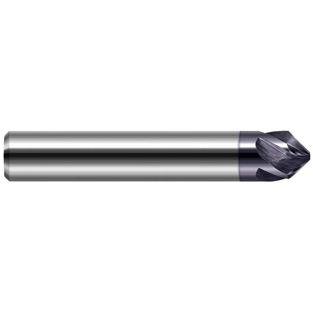 Chamfer Mill: 3 Flutes, Solid Carbide 3″ OAL, 3/4″ Shank Dia, AlTiN Coated