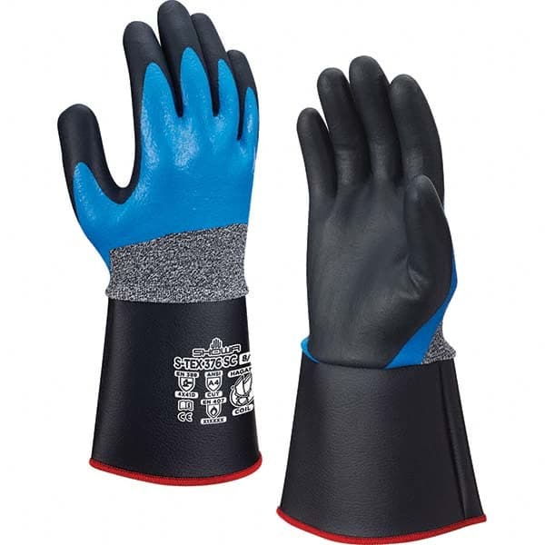 SHOWA - Size L (8), ANSI Cut Lvl A4, Puncture Lvl 3, Abrasion Lvl 4, Foam Nitrile Coated Cut & Puncture Resistant Gloves - Caliber Tooling