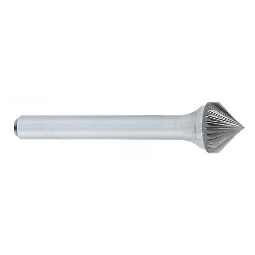 ‎SK-1 -1/4 x LOC × 1/4 Shank × 2 OAL 90 Degree Cone Carbide Medium Right Hand Spiral Burr - Caliber Tooling