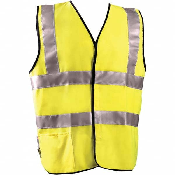 OccuNomix - Size 4XL Flame Resistant Hi-Vis Yellow Solid General Purpose High Visibility Vest - Caliber Tooling