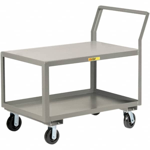 Little Giant - 3,600 Lb Capacity, 30" Wide x 48" Long x 42" High Utility Cart - 2 Shelf, Steel, 2 Rigid/2 Swivel Casters - Caliber Tooling