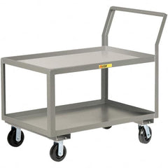 Little Giant - 3,600 Lb Capacity, 30" Wide x 48" Long x 42" High Utility Cart - 2 Shelf, Steel, 2 Rigid/2 Swivel Casters - Caliber Tooling