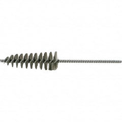 Brush Research Mfg. - 1-5/8" Diam Helical Stainless Steel Tube Brush - Single Spiral, 0.006" Filament Diam, 4-1/2" Brush Length, 10" OAL, 0.292" Diam Galvanized Steel Shank - Caliber Tooling