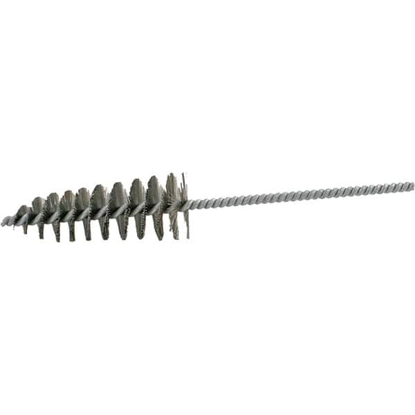 Brush Research Mfg. - 1-3/4" Diam Helical Steel Tube Brush - Single Spiral, 0.012" Filament Diam, 4-1/4" Brush Length, 10" OAL, 0.292" Diam Galvanized Steel Shank - Caliber Tooling