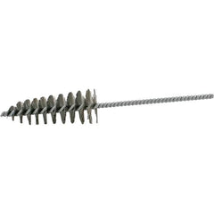 Brush Research Mfg. - 1-3/4" Diam Helical Steel Tube Brush - Single Spiral, 0.012" Filament Diam, 4-1/4" Brush Length, 10" OAL, 0.292" Diam Galvanized Steel Shank - Caliber Tooling