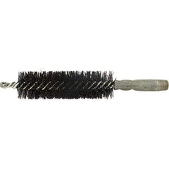 Brush Research Mfg. - 19/32" Diam Helical Nylon Tube Brush - Single Spiral, 0.01" Filament Diam, 2" Brush Length, 2-9/16" OAL, 0.14" Diam Galvanized Steel Shank - Caliber Tooling