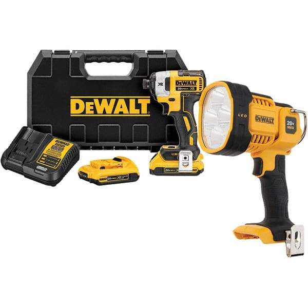 DeWALT - 20 Volt, 1/4" Drive, 20, 125, 152 Ft/Lb Torque, Cordless Impact Driver - 1000, 2800, 3250 RPM, 2 Lithium-Ion Batteries Included - Caliber Tooling