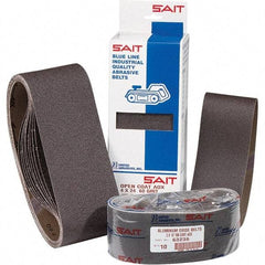 Sait - 3/4" Wide x 18" OAL, 80 FEPA Grit, Aluminum Oxide Abrasive Belt - Aluminum Oxide, Fine, Coated, X Weighted Cloth Backing, Dry, Series 1A-X - Caliber Tooling