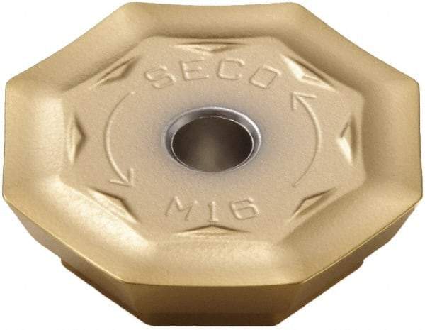 Seco - OFER070405 M16 Grade F40M Carbide Milling Insert - TiAlN/TiN Finish, 0.18" Thick, 0.706" Inscribed Circle - Caliber Tooling