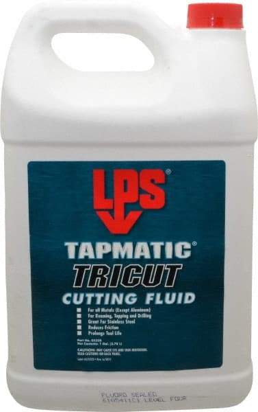 LPS - Tapmatic TriCut, 1 Gal Bottle Cutting & Tapping Fluid - Semisynthetic, For Boring, Broaching, Drawing, Drilling, Engraving, Facing, Milling, Reaming, Sawing, Stamping, Tapping, Threading, Turning - Caliber Tooling