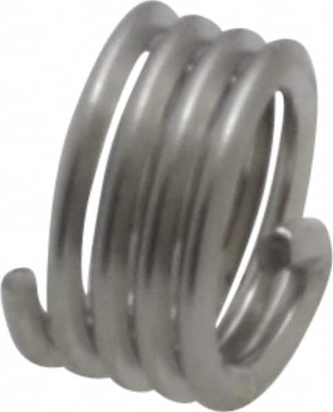 Recoil - #10-32 UNF, 0.19" OAL, Free Running Helical Insert - 4-1/8 Free Coils, Tanged, Stainless Steel, Bright Finish, 1D Insert Length - Caliber Tooling