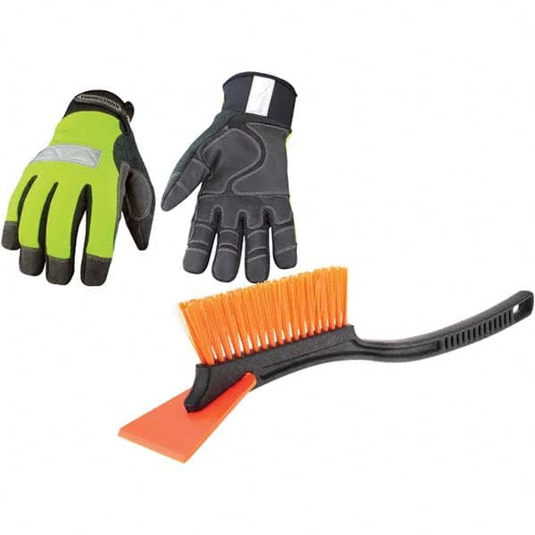 Youngstown - Size L (9) 3M Scotchlite, Synthetic Leather & Microfleece Windproof & Cold & Heat Protection High Visibility Work Gloves - Caliber Tooling