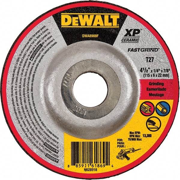 DeWALT - Depressed-Center Wheels Wheel Diameter (Inch): 5 Wheel Thickness (Inch): 1/4 - Caliber Tooling