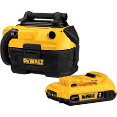 DeWALT - 2 Gal Plastic Tank, Electric & Battery Powered Wet/Dry Vacuum - 120 VAC & 18/20 Volt, 5' Hose Fitting, Cordless, HEPA Filter, Accessories Included - Caliber Tooling