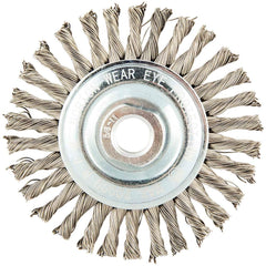 Norton - 4" OD, 5/8-11 Arbor Hole, Stringer Bead Stainless Steel Wheel Brush - Caliber Tooling