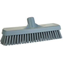 Vikan - 1.7" Bristle Length, Polyester Scrub Brush - 11-1/4" Long x 3" Wide Head, 11-1/4" OAL, Gray, Polypropylene Block - Caliber Tooling