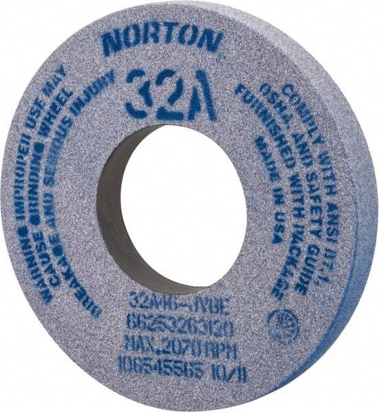 Norton - 12" Diam x 5" Hole x 1-1/2" Thick, J Hardness, 46 Grit Surface Grinding Wheel - Aluminum Oxide, Type 1, Coarse Grade, 2,070 Max RPM, Vitrified Bond, No Recess - Caliber Tooling