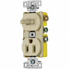 Hubbell Wiring Device-Kellems - Combination Wall Switch & Receptacles Combination Switch/Receptacle Type: Combination Outlet & Switch Color: Ivory - Caliber Tooling