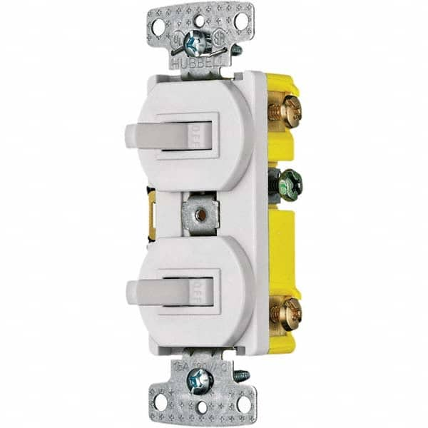 Hubbell Wiring Device-Kellems - Combination Wall Switch & Receptacles Combination Switch/Receptacle Type: Toggle Switch Color: White - Caliber Tooling