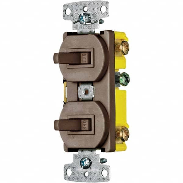 Hubbell Wiring Device-Kellems - Combination Wall Switch & Receptacles Combination Switch/Receptacle Type: Toggle Switch Color: Brown - Caliber Tooling