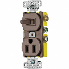 Hubbell Wiring Device-Kellems - Combination Wall Switch & Receptacles Combination Switch/Receptacle Type: Combination Outlet & Switch Color: Brown - Caliber Tooling