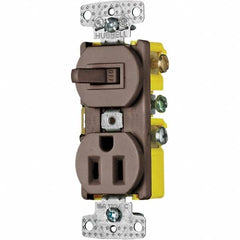 Hubbell Wiring Device-Kellems - Combination Wall Switch & Receptacles Combination Switch/Receptacle Type: Combination Outlet & Switch Color: Brown - Caliber Tooling