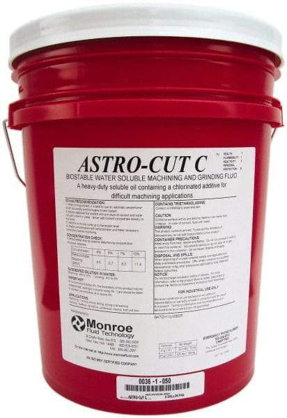 Monroe Fluid Technology - Astro-Cut C, 5 Gal Pail Cutting & Grinding Fluid - Water Soluble, For CNC Milling, Drilling, Tapping, Turning - Caliber Tooling