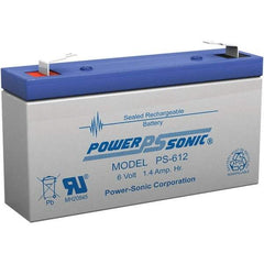 Power-Sonic - Lead-Acid, Quick-Disconnect Tab Terminal, 6 Volt, 1.4 Amp, Lead Rechargeable Battery - 3/16" Tab Width x 0.8mm Tab Thickness, 0.94" Wide x 2" High x 3.82" Deep - Caliber Tooling