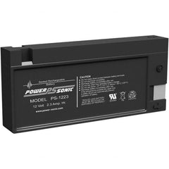 Power-Sonic - Lead-Acid, Quick-Disconnect Tab Terminal, 12 Volt, 2.3 Amp, Lead Rechargeable Battery - 3/16" Tab Width x 0.8mm Tab Thickness, 0.94" Wide x 2.4" High x 7.17" Deep - Caliber Tooling