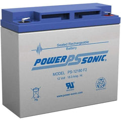 Power-Sonic - Lead-Acid, Quick-Disconnect Tab Terminal, 12 Volt, 18 Amp, Lead Rechargeable Battery - 1/4" Tab Width x 0.8mm Tab Thickness, 3" Wide x 6.59" High x 7.13" Deep - Caliber Tooling