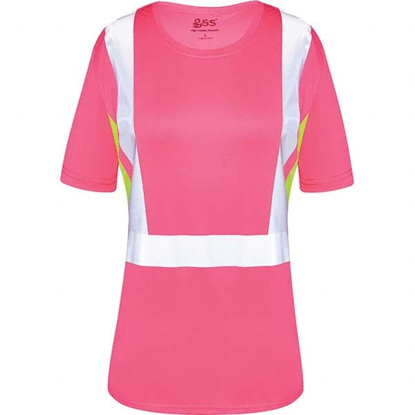 GSS Safety - Size 2XL Pink, Lime & Silver High Visibility Short Sleeve T-Shirt - Caliber Tooling