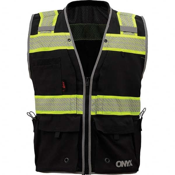 GSS Safety - Size L Black Mesh/Solid General Purpose High Visibility Vest - Caliber Tooling