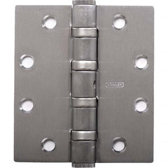 Stanley - 4-1/2" Long x 5" Wide Grade 1 304 Stainless Steel Full Mortise Ball Bearing Commercial Hinge - Caliber Tooling