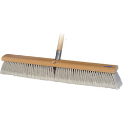 Push Broom: 24″ Wide, Polystyrene Bristle 3″ Bristle Length, Wood Block, Threaded Handle Connection, Handle Included