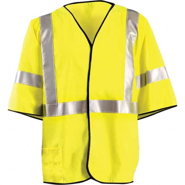 OccuNomix - Size XL Flame Resistant Hi-Vis Yellow Mesh General Purpose High Visibility Vest - Caliber Tooling