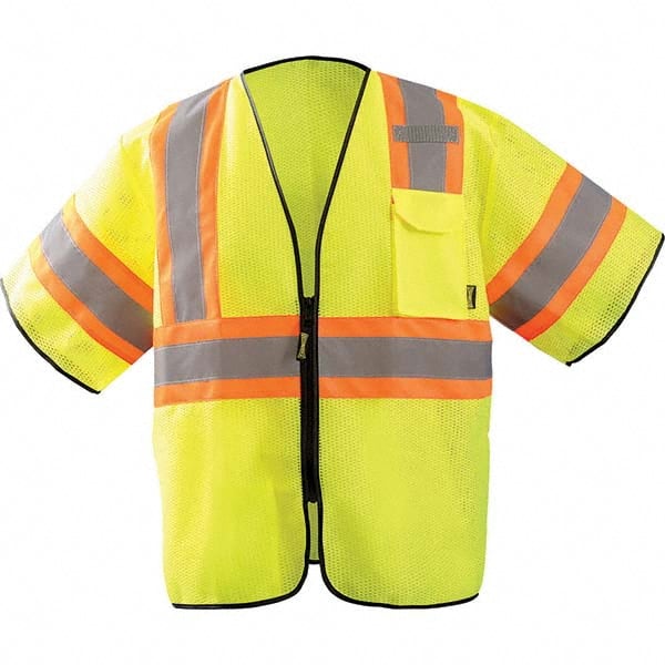 OccuNomix - Size 4X/5X L Hi-Vis Yellow Mesh General Purpose High Visibility Vest - Caliber Tooling