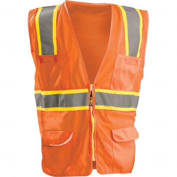 OccuNomix - Size 2XL HI-Vis Orange Mesh/Solid Surveyor's High Visibility Vest - Caliber Tooling