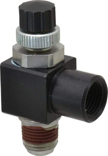 ARO/Ingersoll-Rand - 1/8" Male NPT x 1/8" Female NPT Right Angle Flow Control Valve - 0 to 150 psi & Brass Material - Caliber Tooling